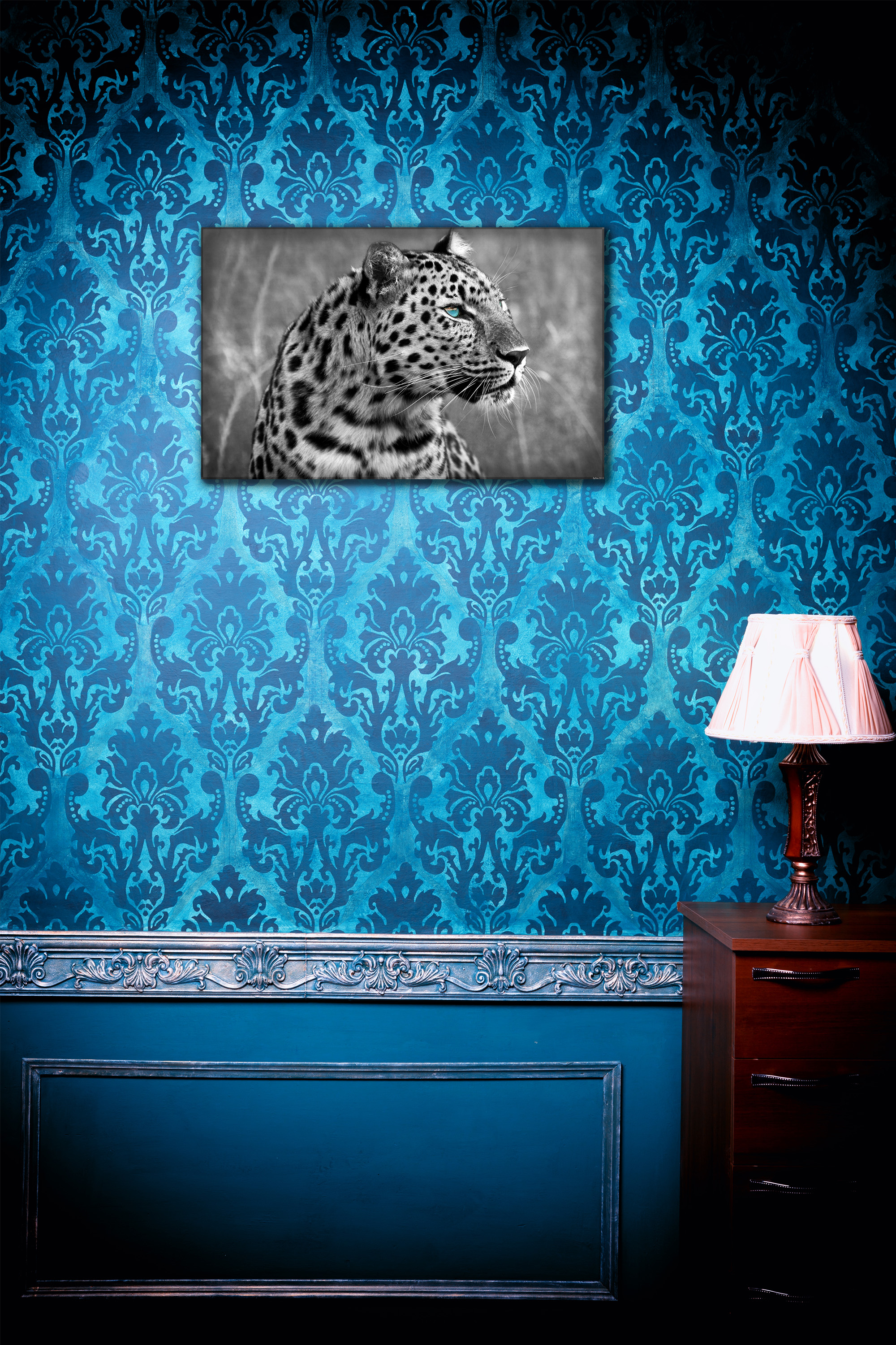 Titan Forge fine art metal panel displayed on a wall at real scale